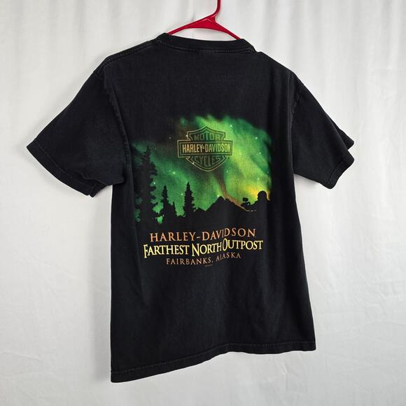 Harley Davidson Fairbanks Alaska 2012 T-Shirt Men's M Black Multi-Color Graphics - Picture 7 of 14